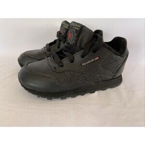 Reebok Classic Boys Size 8 Shoes‎ Black Athletic Classic Casual Sneakers 12A501